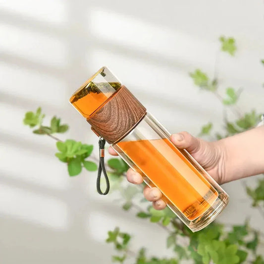 BrewNest | Double Wall Glass Tea Infuser Bottle