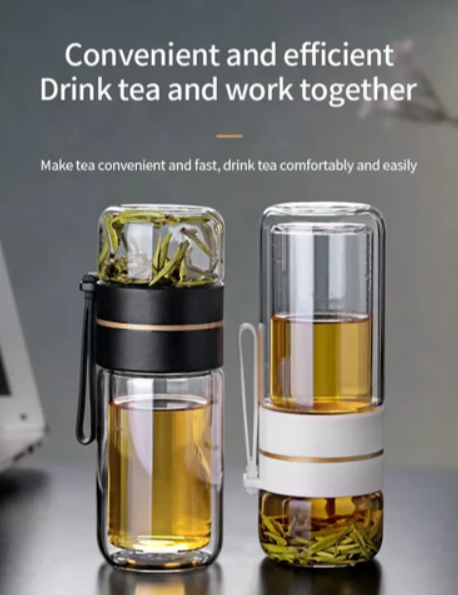 BrewNest | Double Wall Glass Tea Infuser Bottle